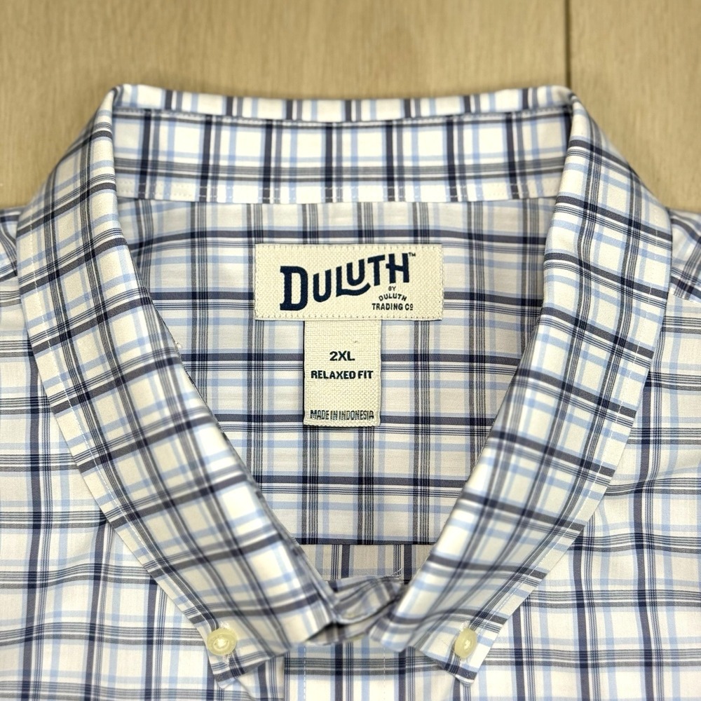 Duluth Trading Co Men's Plaid Short Sleeve Button Down Shirt 2XL Relaxed Fit - Picture 2 of 7